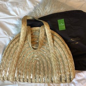 kate spade half circle tote in natural/gold